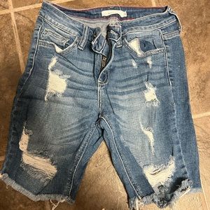 Denim ripped skinny Jean shorts